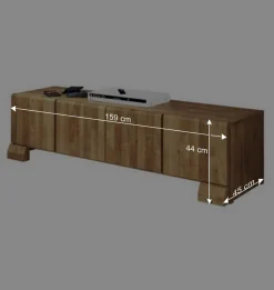 Wohnen Massivholz Lowboard Vaskov aus Wildeiche geölt