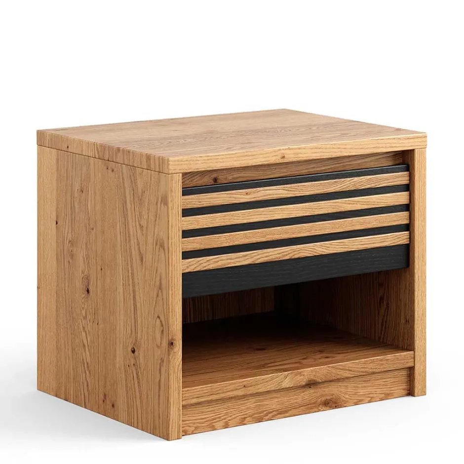 Wohnen Massivholz Nachtkommode aus Eiche zweifarbig - Agusto