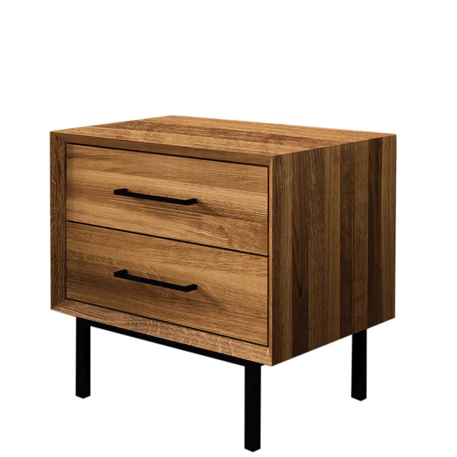 Massivholz Nachtkommode mit zwei Schubladen - Kerfa^Wohnen Sale