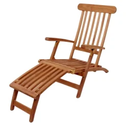 Wohnen Massivholz Outdoor Deckchair aus Teak - Zavamanco