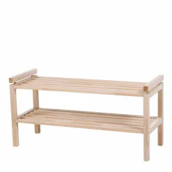 Wohnen Massivholz Schuhregal in Eiche White Wash - Vaxos