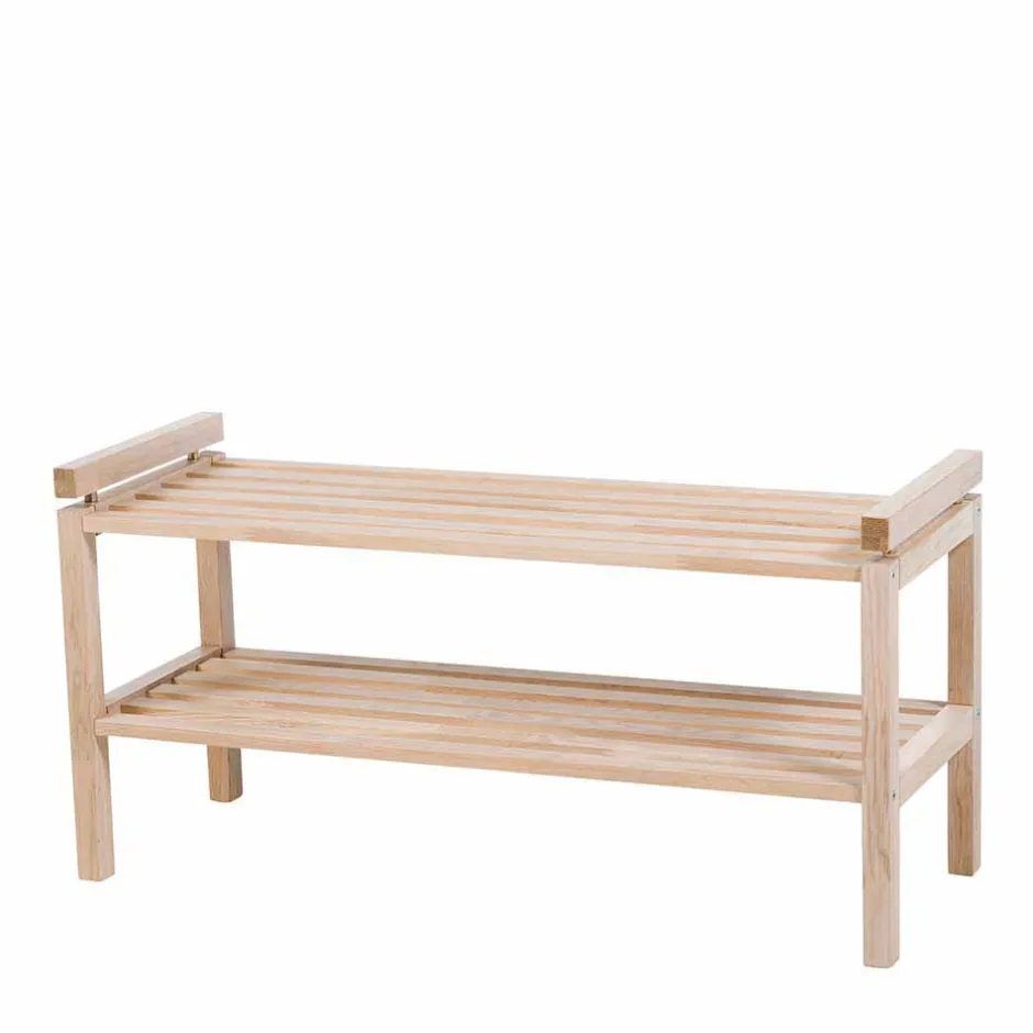 Wohnen Massivholz Schuhregal in Eiche White Wash - Vaxos