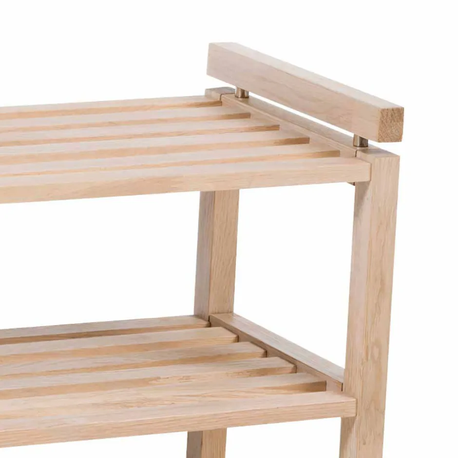 Wohnen Massivholz Schuhregal in Eiche White Wash - Vaxos