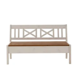 Massivholz Sitzbank Barlad in Weiß Braun^Wohnen Clearance