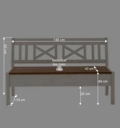Massivholz Sitzbank Barlad in Weiß Braun^Wohnen Clearance