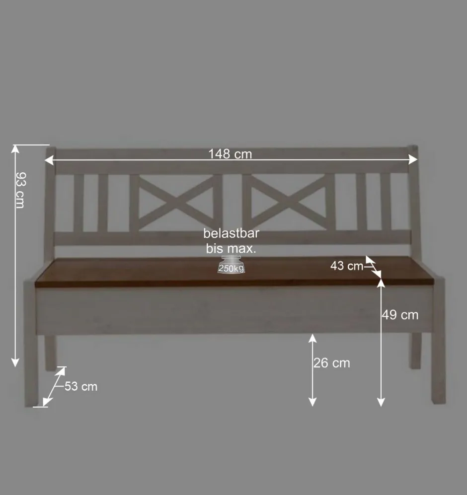 Massivholz Sitzbank Barlad in Weiß Braun^Wohnen Clearance