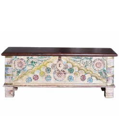 Wohnen Massivholz Truhe im Boho Style - Akeno