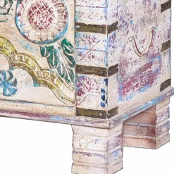 Wohnen Massivholz Truhe im Boho Style - Akeno