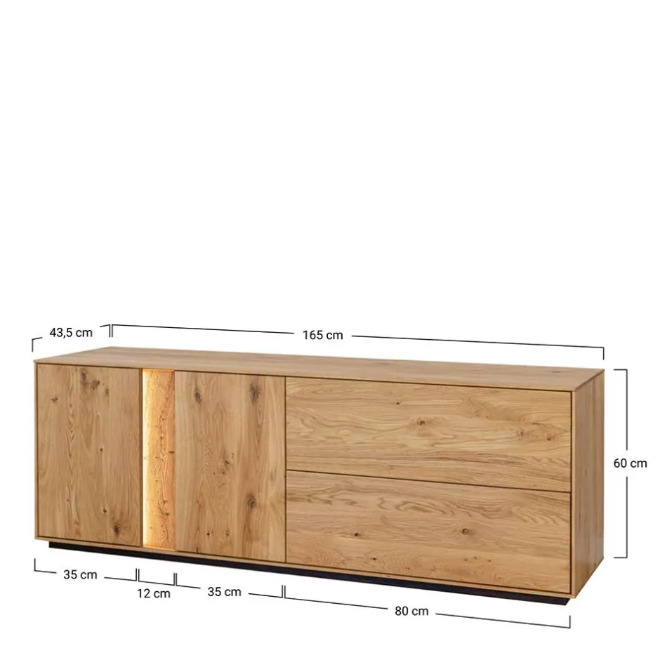 Massivholz TV Kommode mit LED Beleuchtung - Cocondar^Wohnen New