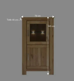 Wohnen Massivholz Vitrine Ladressa aus Wildeiche geölt
