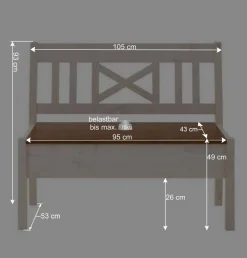 Massivholzbank Barlad in Weiß Bernsteinfarben^Wohnen Outlet