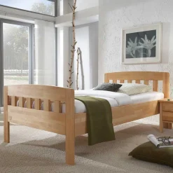 Wohnen Massivholzbett Greeno mit Kopf- und Fußteil