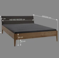 Massivholz-Bettgestell mit Cord-Kopfteil - Babahira^Wohnen New