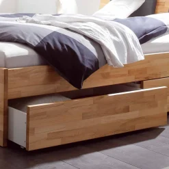 Wohnen Massivholz-Doppelbett Brodivana mit Bettschubladen