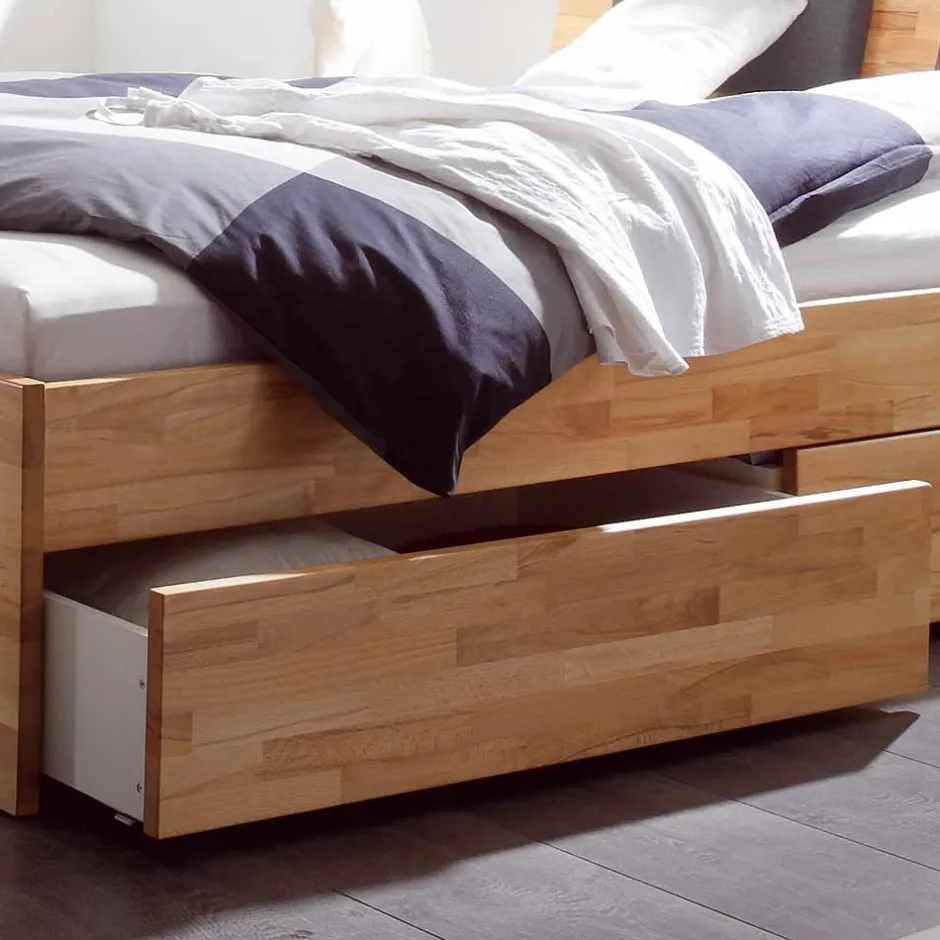 Wohnen Massivholz-Doppelbett Brodivana mit Bettschubladen