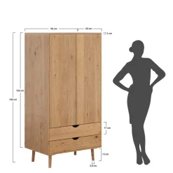 Massivholz-Kleiderschrank mit zwei Schubladen - Fabijola^Wohnen Sale