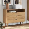 Wohnen Massivholz-Kommode mit Fach und drei Schubladen - Fabijola