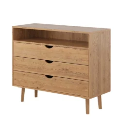 Wohnen Massivholz-Kommode mit Fach und drei Schubladen - Fabijola