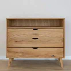 Wohnen Massivholz-Kommode mit Fach und drei Schubladen - Fabijola