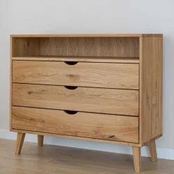 Wohnen Massivholz-Kommode mit Fach und drei Schubladen - Fabijola