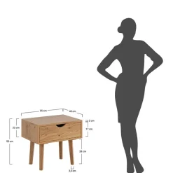 Wohnen Massivholz-Nachtkommode mit Schublade - Fabijola