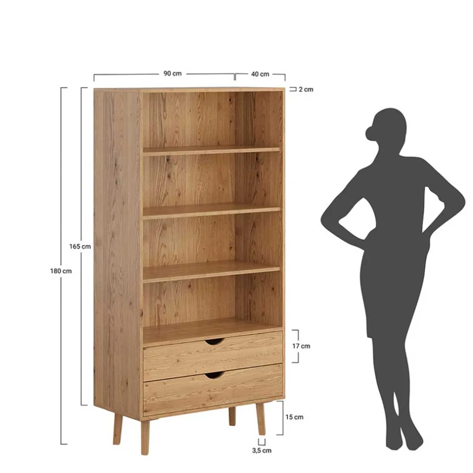 Massivholz-Regal mit zwei Schubladen - Fabijola^Wohnen Discount