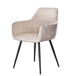 Wohnen Materialmix Polsterstuhl in Creme - Garfio (2er Set)