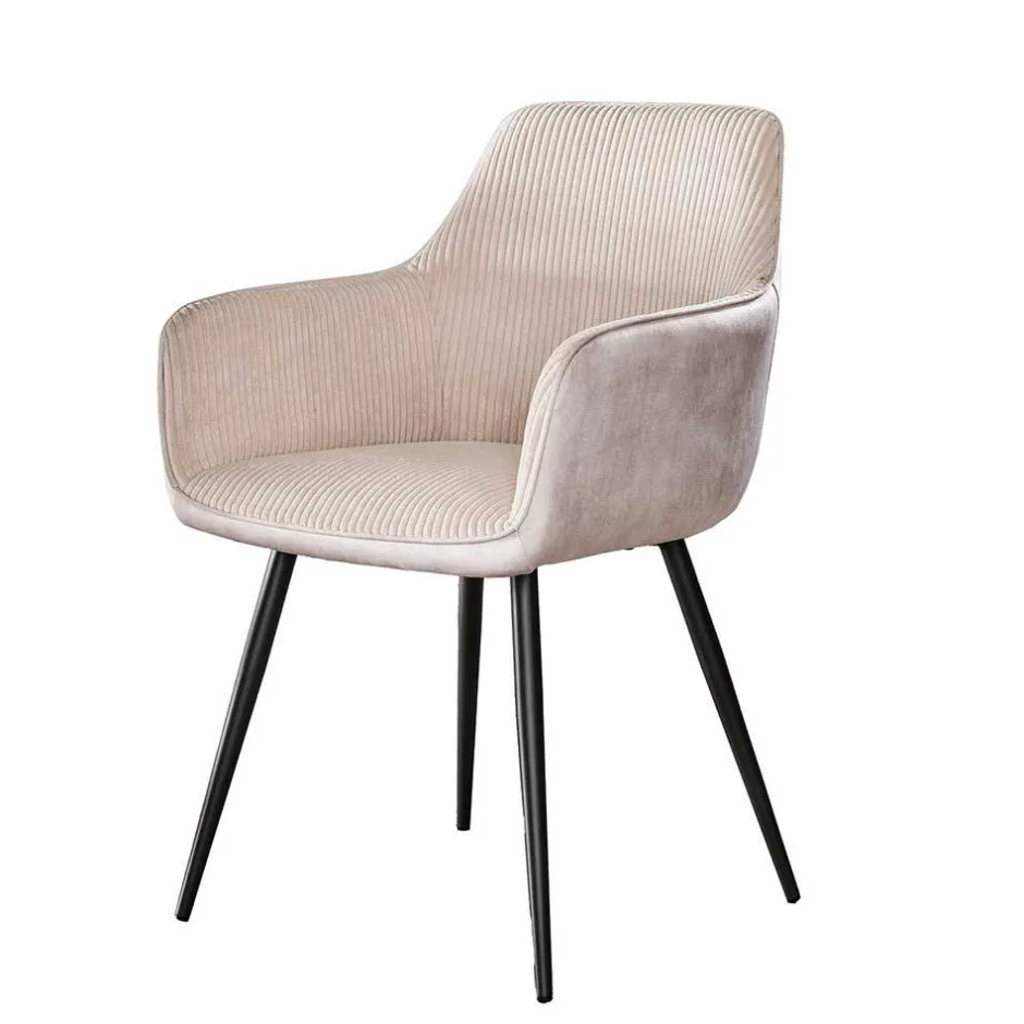 Wohnen Materialmix Polsterstuhl in Creme - Garfio (2er Set)