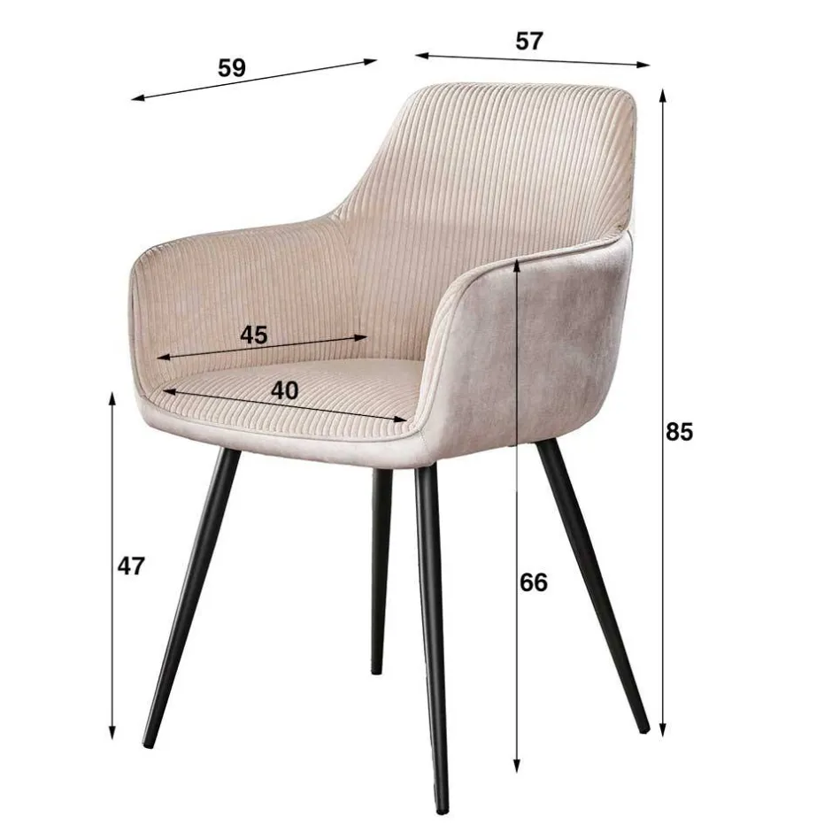 Wohnen Materialmix Polsterstuhl in Creme - Garfio (2er Set)