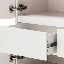 Mattweißes Highboard mit Asteiche massiv - Vangels^Wohnen