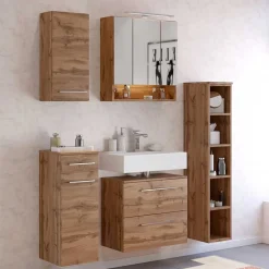 Wohnen Möbel Badeinrichtung in Wildeichefarben - Lemnas (fünfteilig)