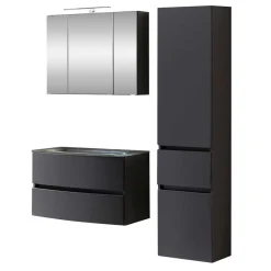 Wohnen Möbel fürs Badezimmer in Dunkelgrau - Natarivos (dreiteilig)