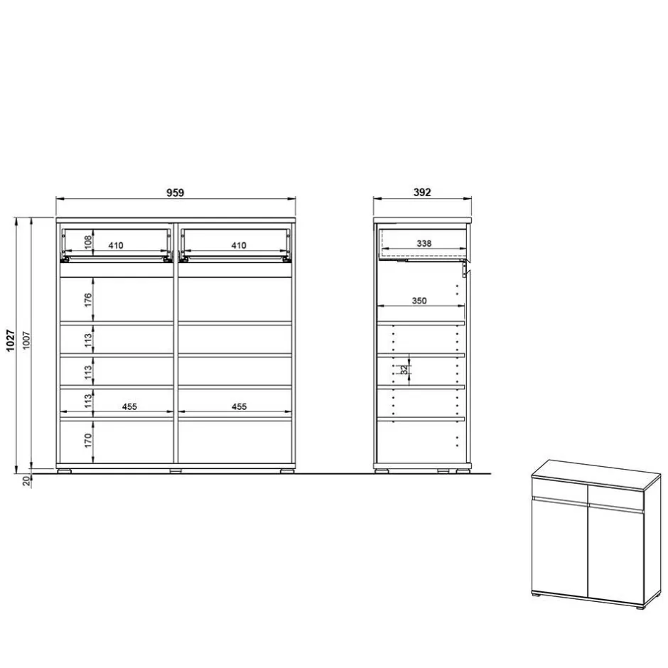 Möbelset für Flur Einrichtung - Orsecca (fünfteilig)^Wohnen Discount