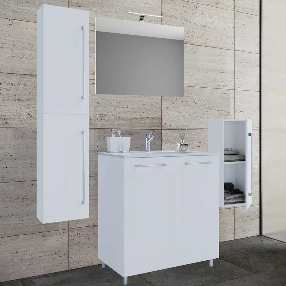 Wohnen Möbelset fürs Bad in Weiß - Ipsum (vierteilig)