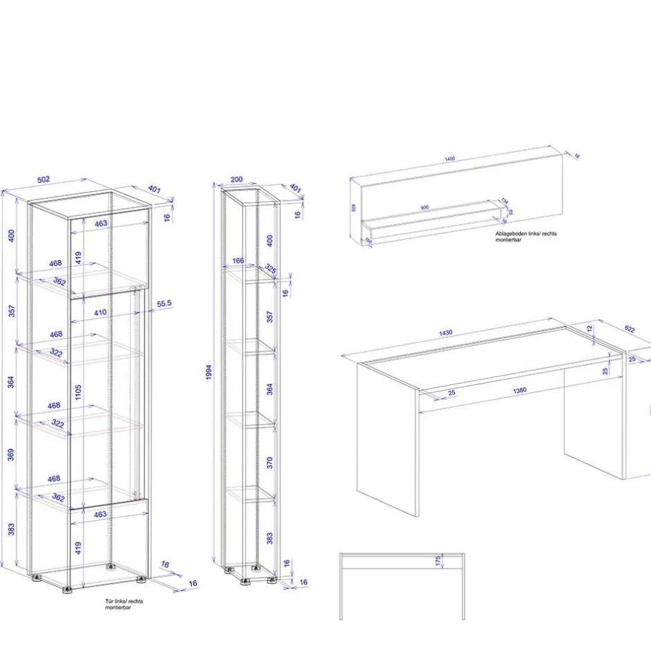 Möbelset fürs Home Office komplett - Ahilav (vierteilig)^Wohnen Outlet