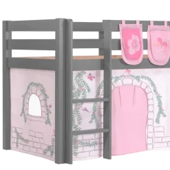 Mädchen Rutschbett in Grau mit Vorhang - Constanza^Wohnen Outlet