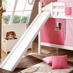 Kinder Wohnen Mädchen Rutsche Stockbett in Weiß Rosa Pink - Telvo