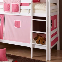 Kinder Wohnen Mädchen Rutsche Stockbett in Weiß Rosa Pink - Telvo