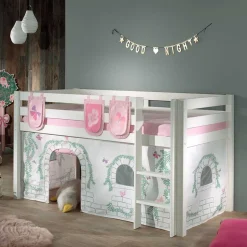 Kinder Wohnen Mädchen Spielbett in Weiß - Stephanie