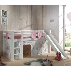 Kinder Wohnen Mädchen Spielbett in Weiß - Stephanie