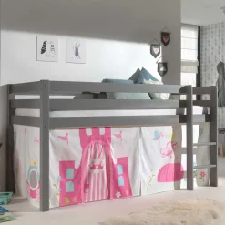 Mädchenhochbett mit Vorhang Prinzessin und Schloss - Casa^Wohnen Best