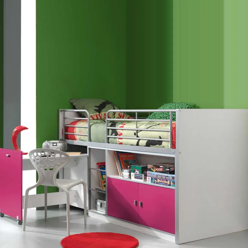 Kinder Wohnen Mädchen-Hochbett Nina mit Schreibtisch