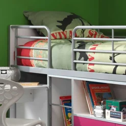 Kinder Wohnen Mädchen-Hochbett Nina mit Schreibtisch