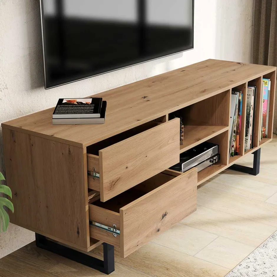 Wohnen Medien Element in Wildeiche Holzoptik - Priazena