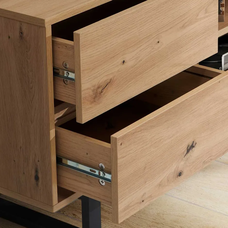 Wohnen Medien Element in Wildeiche Holzoptik - Priazena