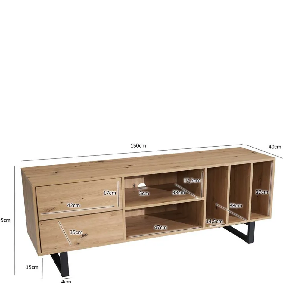 Wohnen Medien Element in Wildeiche Holzoptik - Priazena