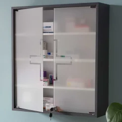 Medizinschrank mit Doppeltür aus Glas - Lucilla^Wohnen Sale