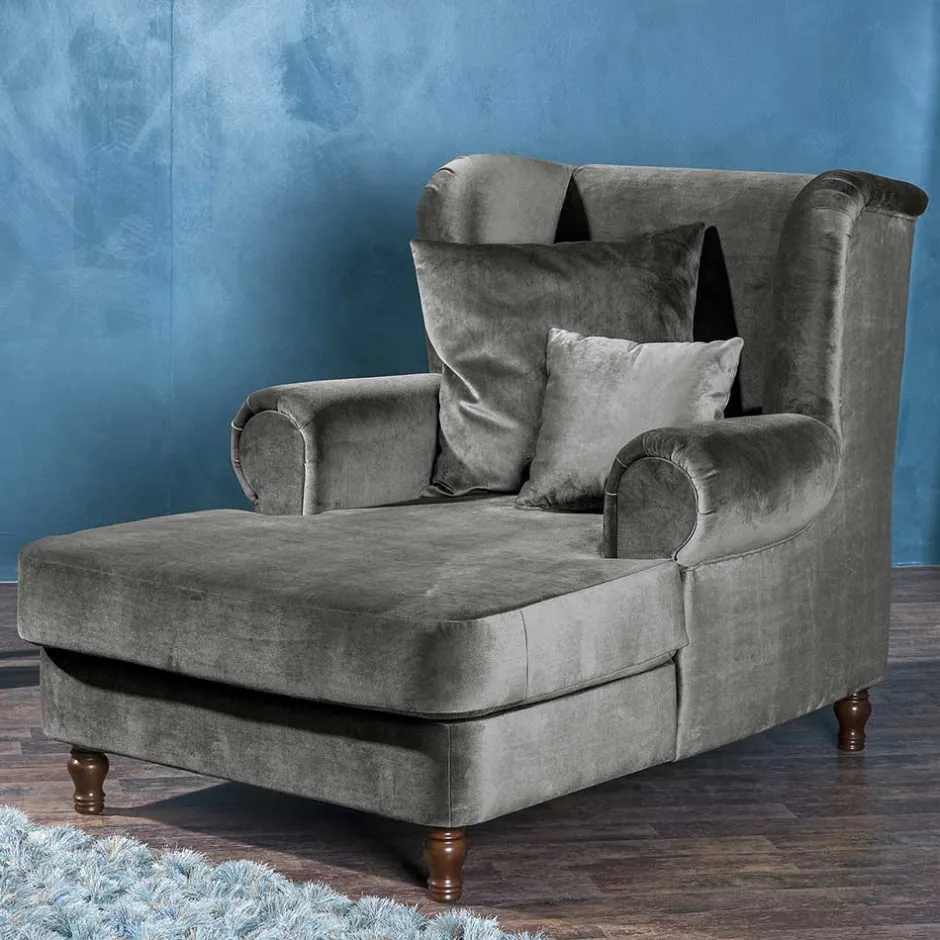 Wohnen Mega Wohnzimmersessel in Grau Samtvelours - Jusic