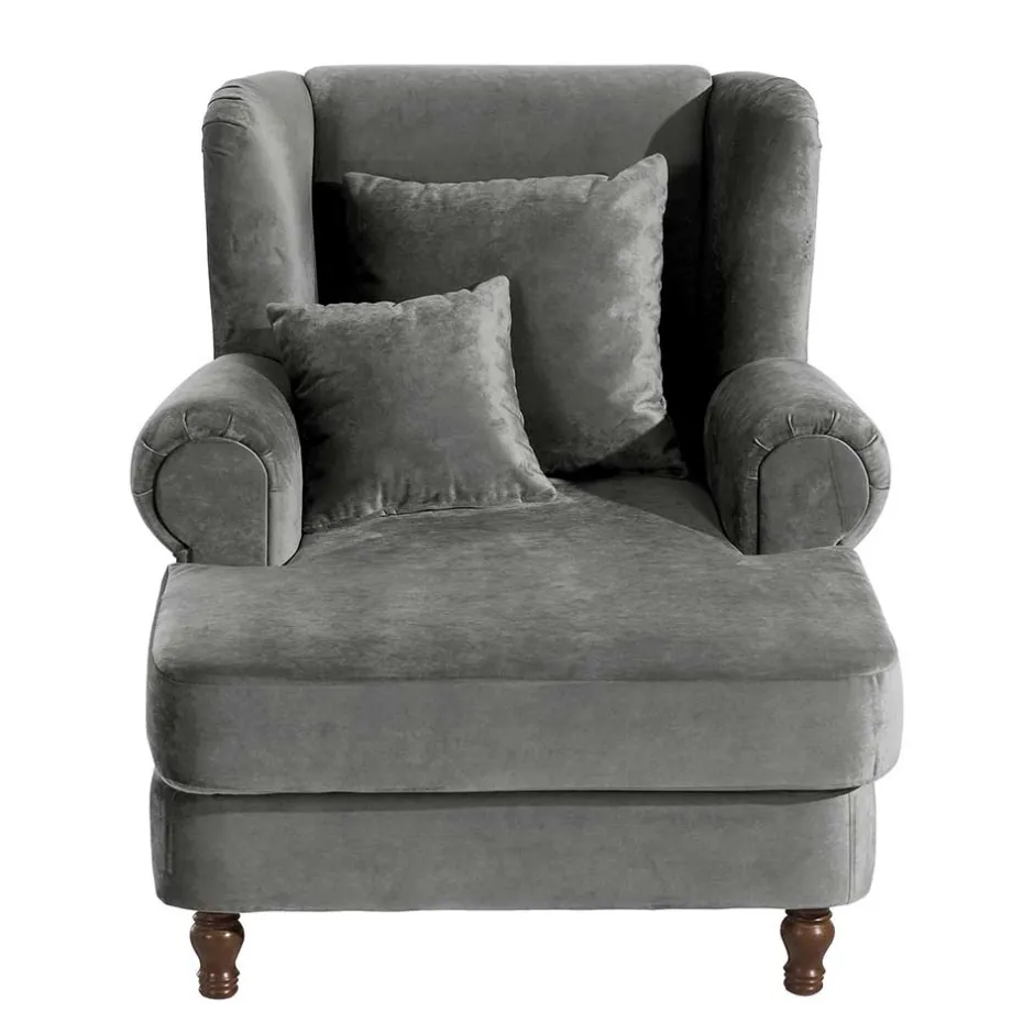 Wohnen Mega Wohnzimmersessel in Grau Samtvelours - Jusic