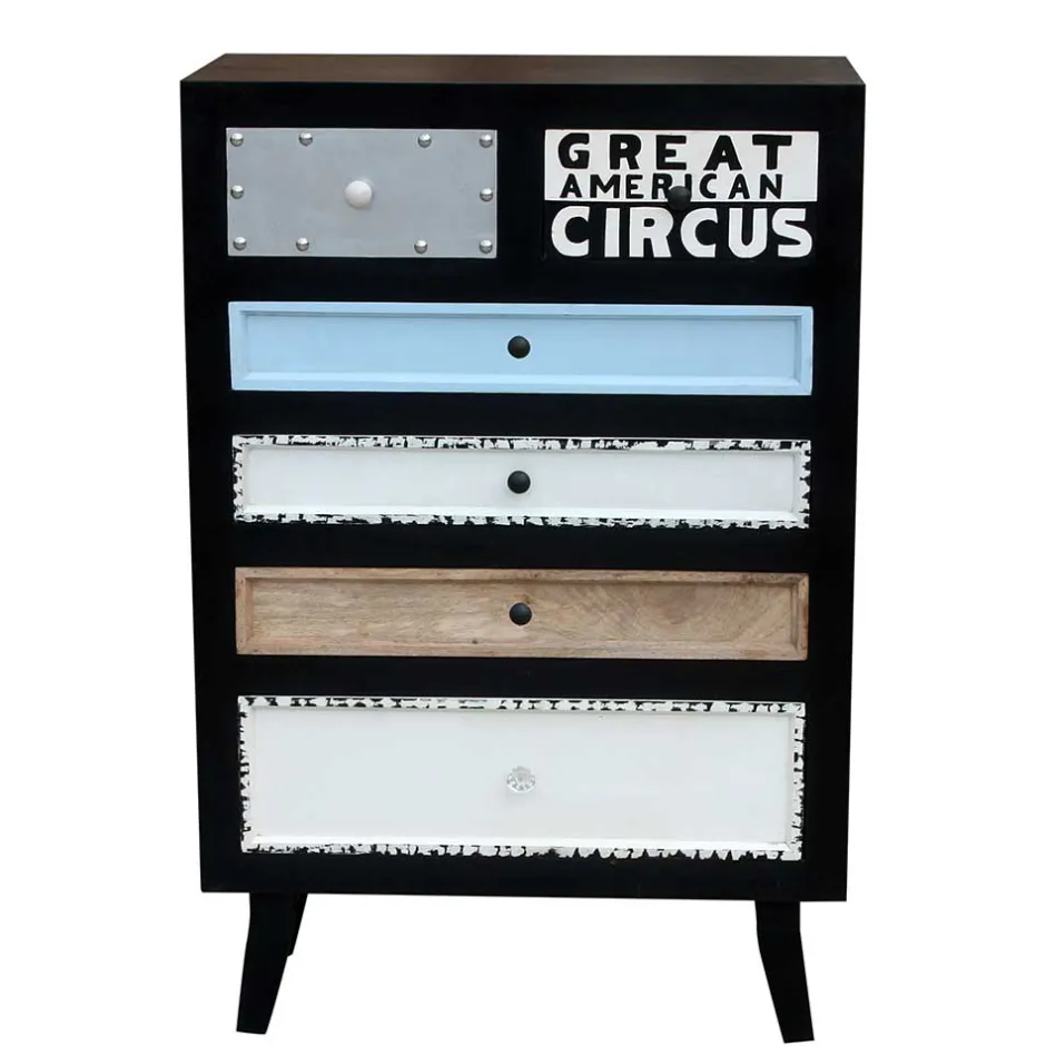 Mehrfarbige Hochkommode im Shabby Style - Mirana^Wohnen Discount